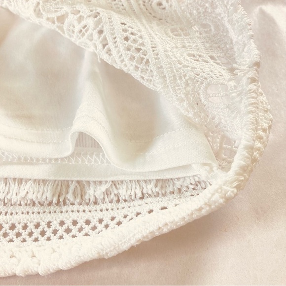 Sam Edelman White Square-Neck Strappy Lace Fringe Sheath Mini Dress (Size 10) - Picture 10 of 16